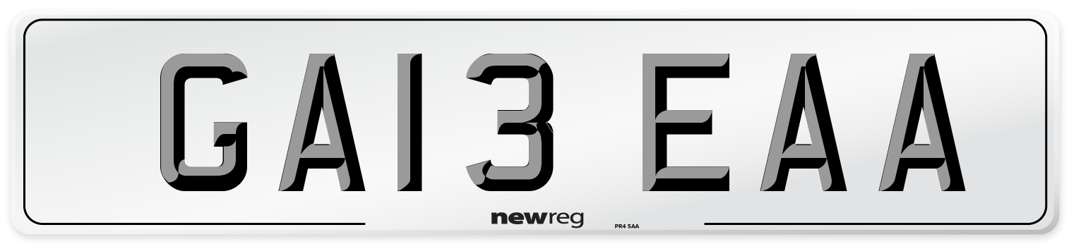 GA13 EAA Number Plate from New Reg